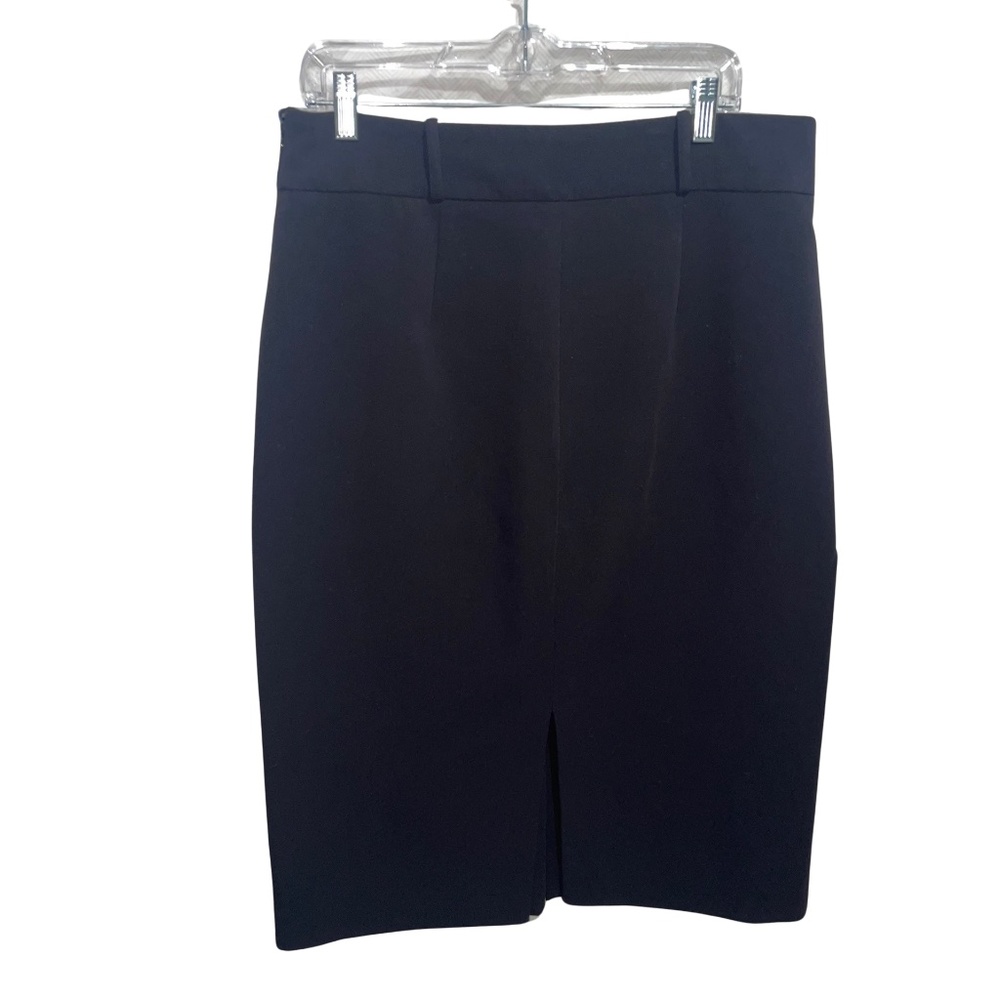 NINE WEST Women's Black Midi Skirt With Front & Back Vent Sz 16